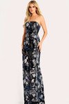 Jovani 46431 Jacquard Floral Pattern Cape Overlay Gown
