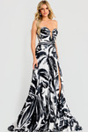 Jovani 45366 Satin Printed Sweetheart Neck Strapless Gown