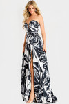 Jovani 45366 Satin Printed Sweetheart Neck Strapless Gown