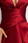 Jovani 45276 Satin Off-Shoulder Short Sleeves Ruched Gown