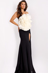 Jovani 45450 Stretch Crepe Dramatic 3D Floral Strapless Gown