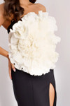 Jovani 45450 Stretch Crepe Dramatic 3D Floral Strapless Gown