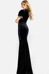 Jovani 43771 Velvet High Neck Beaded Collar Sleeves Gown