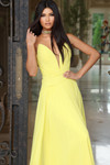 Jovani 44405 Pleated Deep V-Neck Strapless High Slit Gown