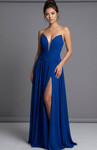 Jovani 44405 Pleated Deep V-Neck Strapless High Slit Gown