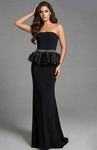 Jovani 44382 Crepe Peplum Ruffle Straight Strapless Gown