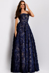 Jovani 41188 3D Floral Embroidered Strapless Ball Gown