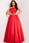 Jovani 44533 Satin Asymmetric Neck Strapless Ball Gown