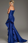 Jovani 43126 Satin Cascading Ruffle One-Shoulder Fitted Gown