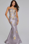 Jovani 39261 Satin Floral Embellishments Strapless Gown