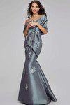 Jovani 39261 Satin Floral Embellishments Strapless Gown