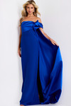 Jovani 38864 Crepe Satin Side Bow Strapless Column Gown