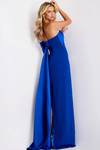 Jovani 38864 Crepe Satin Side Bow Strapless Column Gown