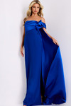 Jovani 38864 Crepe Satin Side Bow Strapless Column Gown