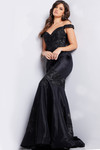 Jovani 23928 Taffeta Floral Embroidered Off Shoulder Gown