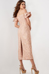 Jovani 25667 Jacquard Off Shoulder Tea Length Midi Dress
