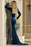 Jovani 40022 Velvet Long Sleeves Illusion Side Panels Gown
