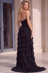 Jovani 48992 Crepe Ruffle Skirt Beaded Corset Strapless Gown