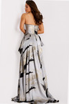 Jovani 44387 Silk Pleated Abstract Print Strapless Ball Gown