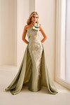 Ivonne D ID2207 Mikado Lace One Shoulder Overskirt Dress
