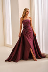 Ivonne D ID2210 Mikado 3D Floral Strapless Overskirt Dress