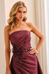 Ivonne D ID2210 Mikado 3D Floral Strapless Overskirt Dress
