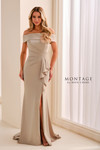 Montage by Mon Cheri M3213 Crepe Beaded Off-Shoulder Gown