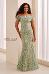 Montage by Mon Cheri M3215 Floral Beaded Off-Shoulder Gown