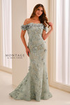 Montage by Mon Cheri M3215 Floral Beaded Off-Shoulder Gown