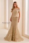 Montage by Mon Cheri M3218 Tulle Lace Off-Shoulder Silk Gown