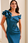 Montage by Mon Cheri M3224 Mikado Satin Off-Shoulder Gown