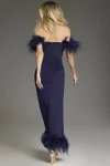Jovani 36375 Feather Off-Shoulder Straight-Across Neck Gown