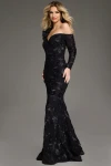 Jovani 39266 Floral Lace Off-Shoulder Long Sleeves Gown