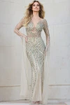 Jovani 40110 Beaded Embellishments Sheer Long Sleeves Gown