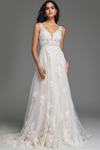 Jovani JB220005 Tulle Embroidery V-Neck A-Line Wedding Gown