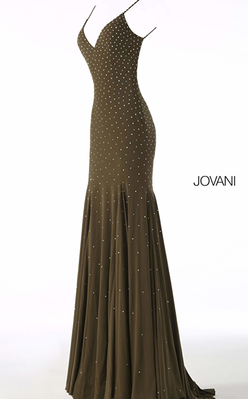 Jovani 63563 Backless Beaded Embellished Jersey Dress