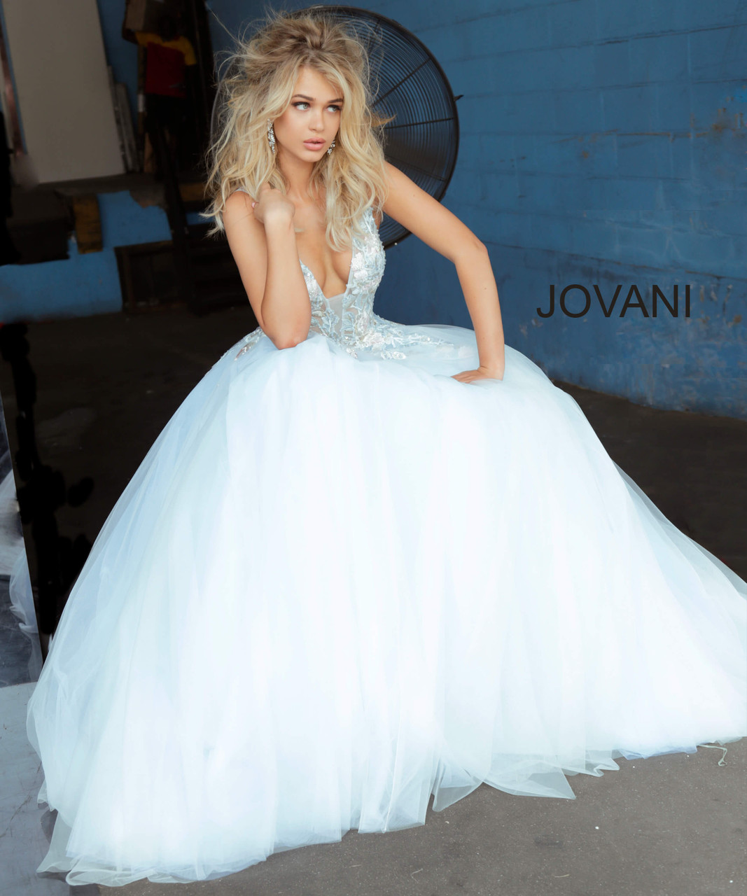 Jovani 11092 Tulle Floral Embroidered Prom Ballgown