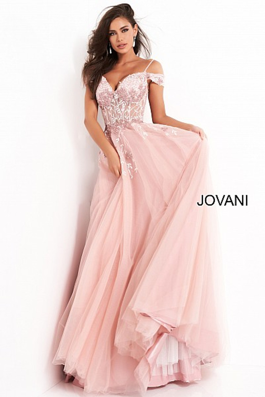 Jovani 02022 Off Shoulder Embellished Prom Dress