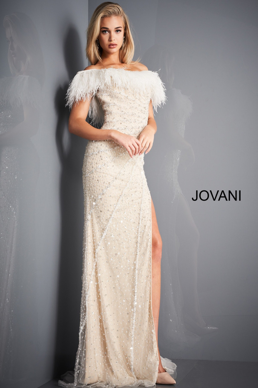 Jovani 4770 High Slit Beaded Evening Dress