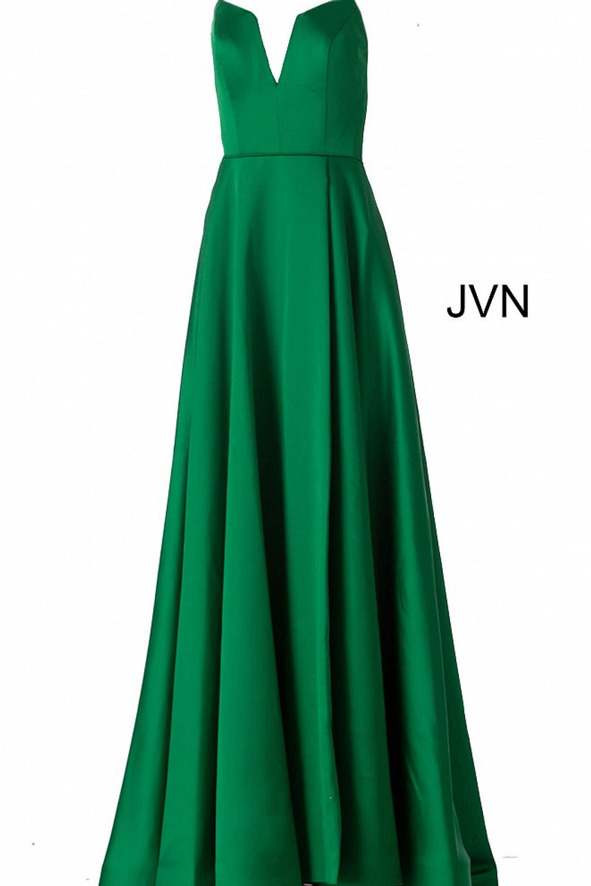 Jovani JVN67098 Double Spaghetti Strap A-line Satin Gown