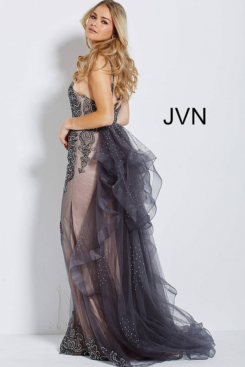 Jovani JVN53188 Sleeveless Embellished Deep V-neck Dress