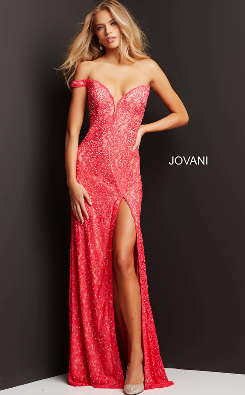 Jovani 08684 Embellished High Slit Prom Gown