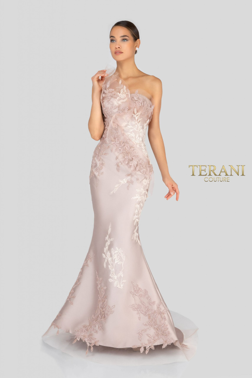 Terani Couture 1911E9095 Embellished One Sleeve Evening Gown