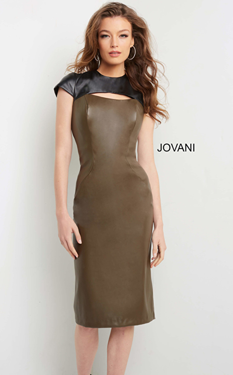 Jovani 09584 Keyhole Neck Knee Length Contemporary Dress