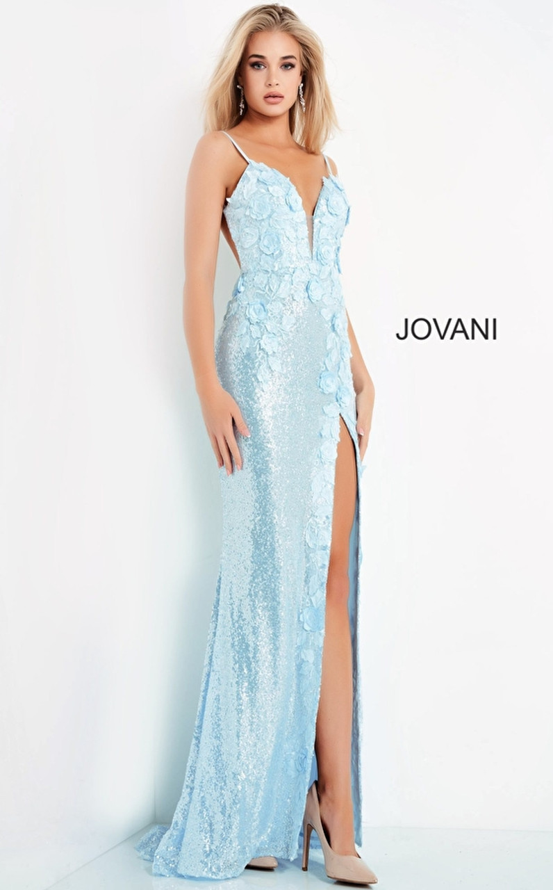 Jovani 1012 V-neck Sleeveless Low Back Sequin Prom Dress