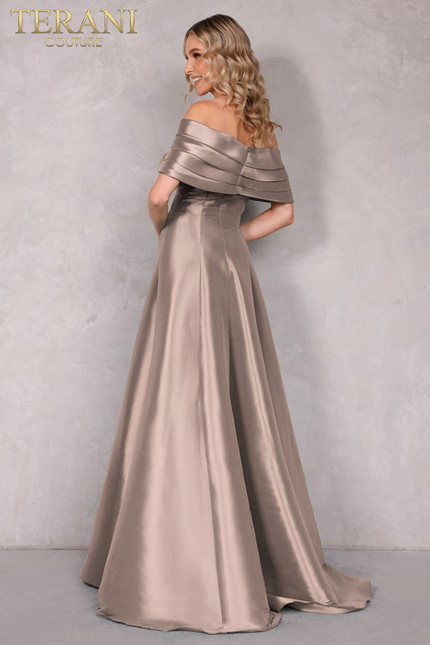 Terani Couture 2112m5404 Off-shoulder Short Sleeve Dress