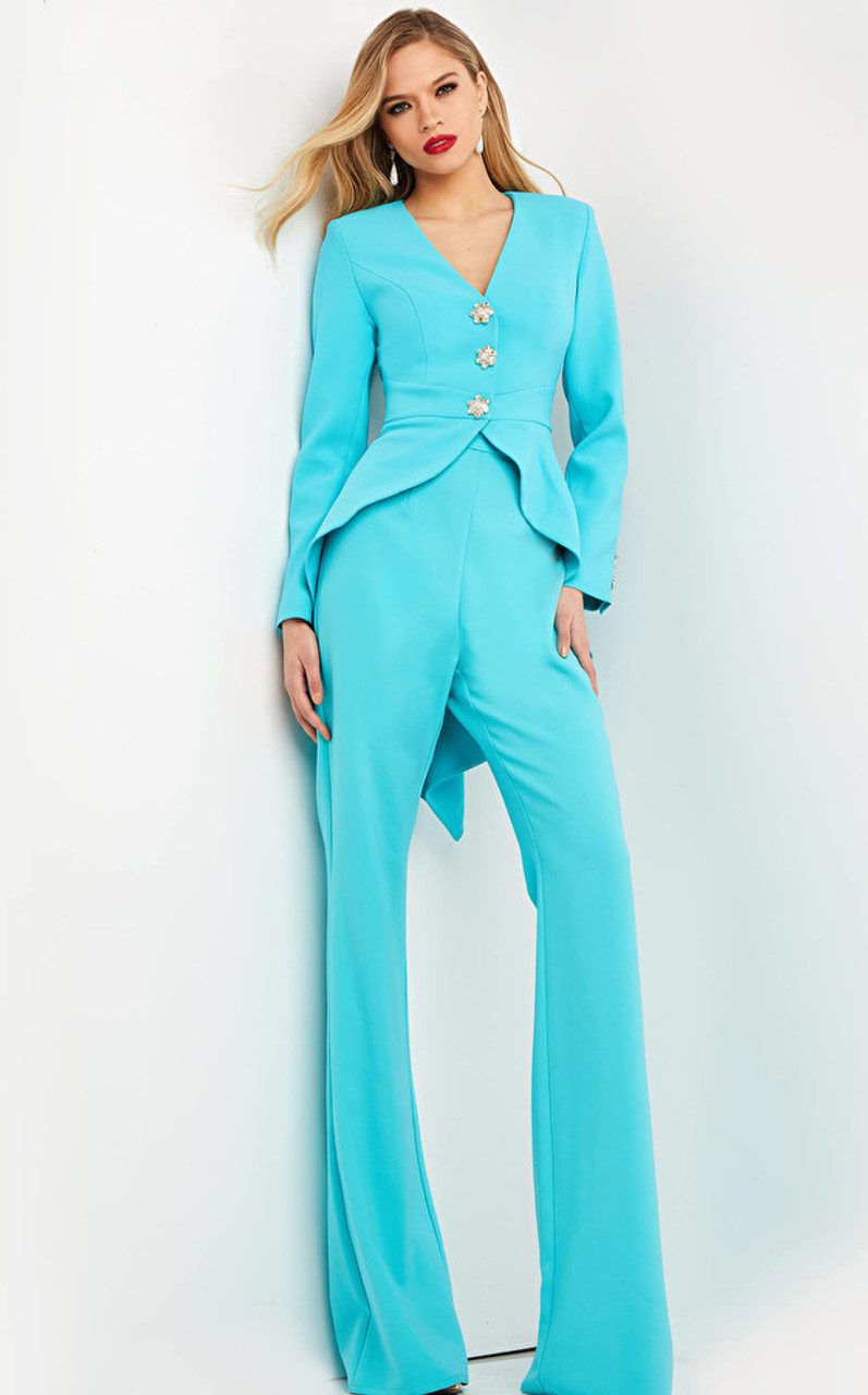 Jovani Dress 02637  Turquoise Two-Piece Evening Suit
