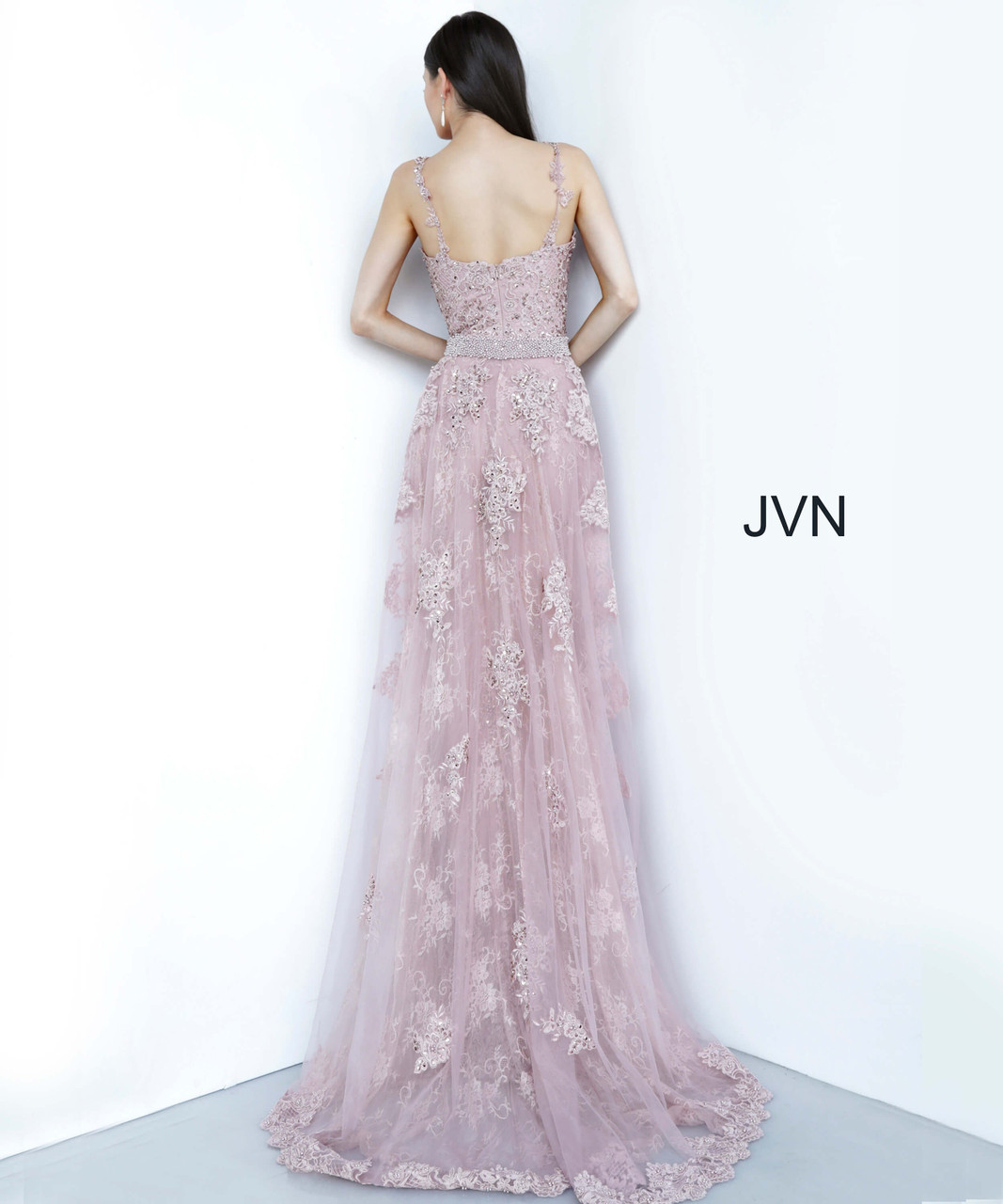 Jovani Prom JVN2444 Embroidered Sweetheart Trumpet Dress With Overskirt