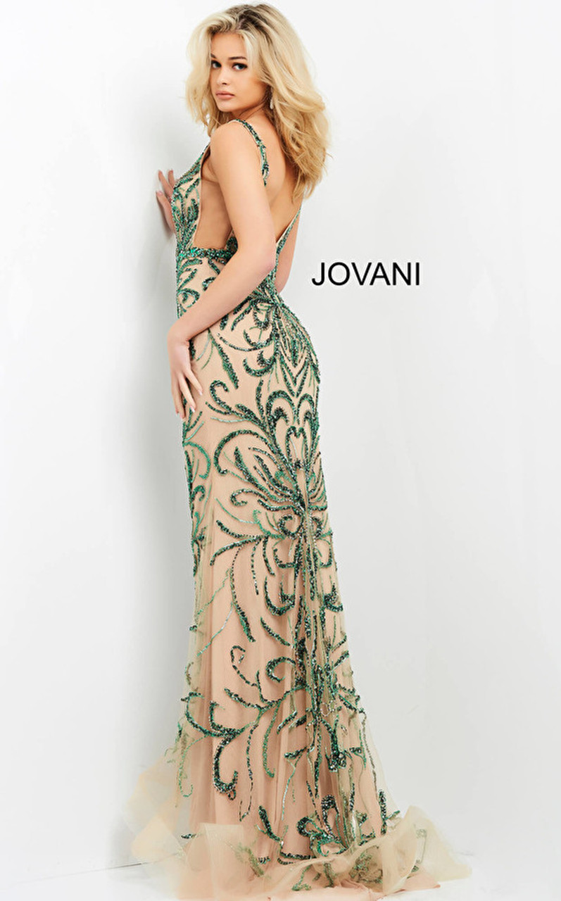 Jovani 60289 Sleeveless Embellished Plunging V Neck Dress
