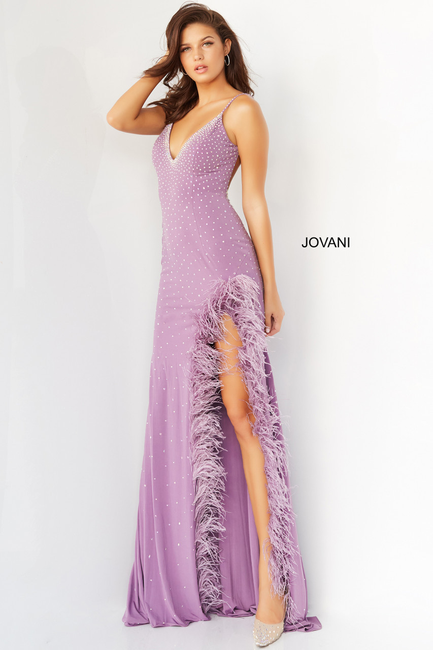 Jovani 08283 Sleeveless Beaded Deep V-neck Sheath Long Gown